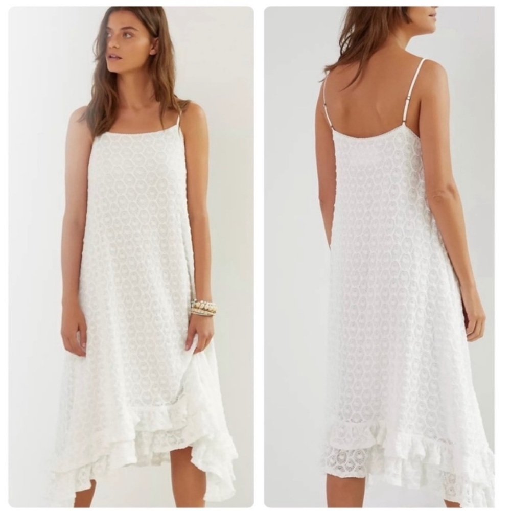 NWT Anthropologie Ruffled Crochet Midi Dress Size xl